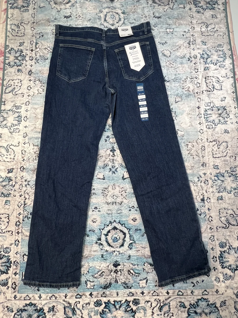 Saddlebred Denim Comfort Flex Relaxed‎ Fit Jeans Mens 36x32 Greenstone Dark Wash